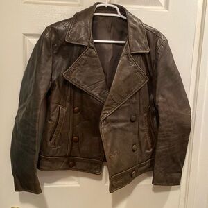 Vintage 1960’s Men’s Brown Leather Bomber Style Javket